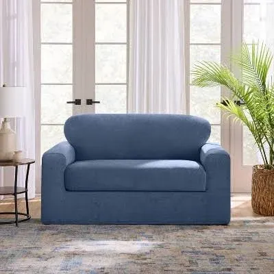 Sure Fit Cedar Stretch Textured Two-Piece Loveseat Slipcover