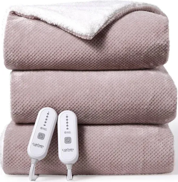 CAROMIO King Size Flannel Sherpa Electric Heated Blanket