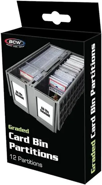 BCW Collectible Graded Card Bin Partitions - Gray | Dividers for GRADED Card Bins (Not Standard Card Bins) | Organize Your Trading Card Collection | Visible Sections, Adhesive Label-Friendly