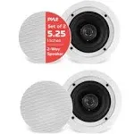 Pyle 5.25" In-Wall/In-Ceiling Speakers 2-Way Flush Mount Home Speaker Pair - 150 Watt - White