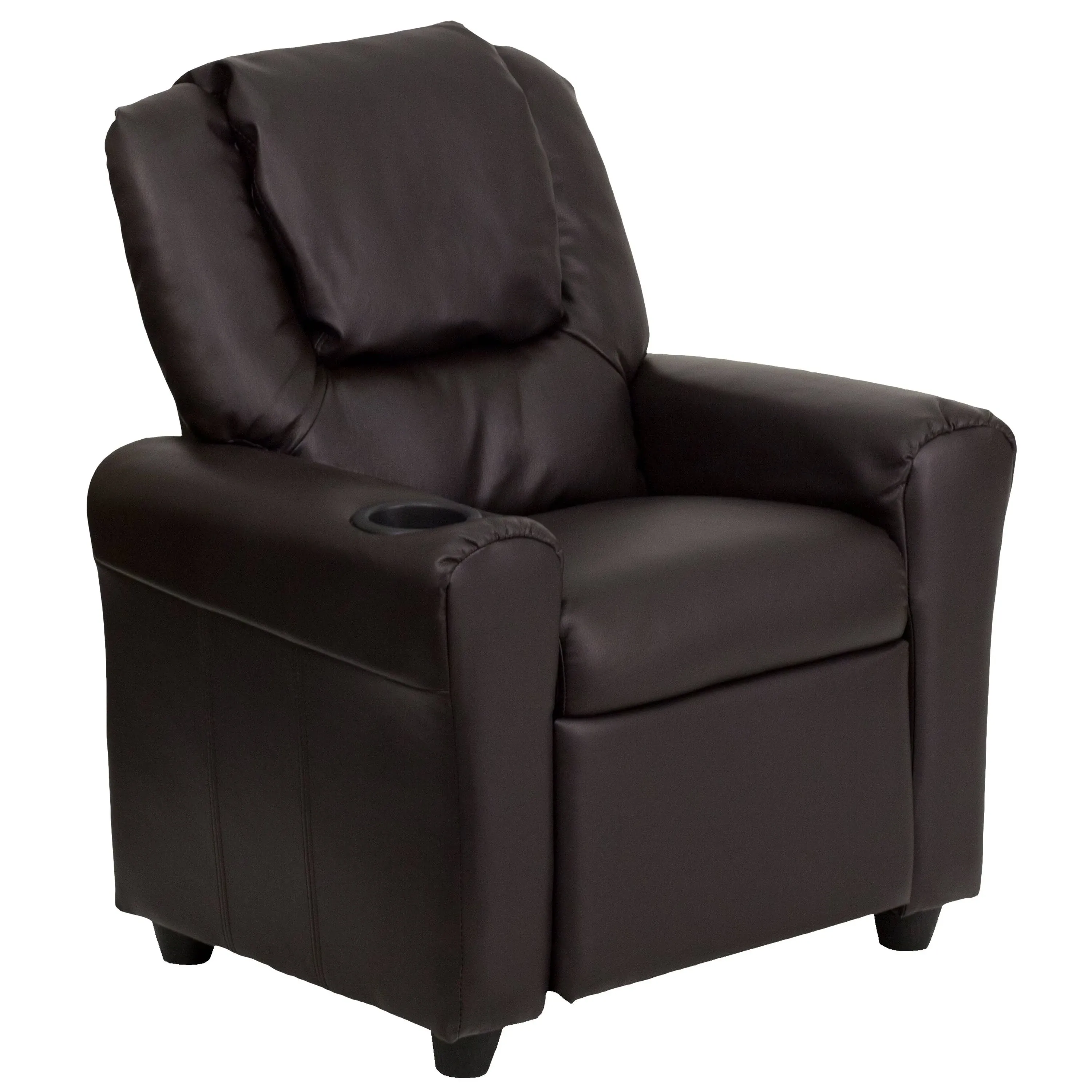 Flash Furniture Black Contemporary Kids Recliner with Cup Holder and Headrest