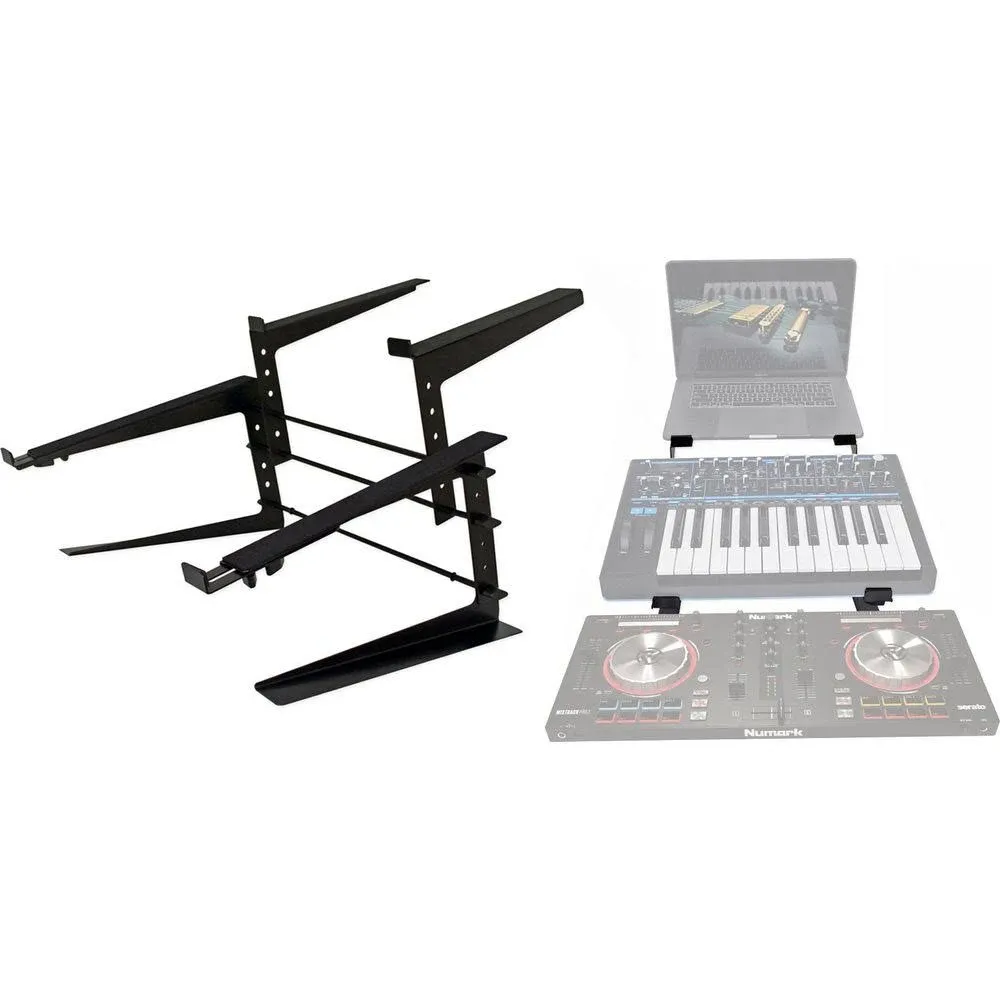 Rock2D2 Adjustable Dual Shelf DJ Controller Midi Keyboard Laptop Stand