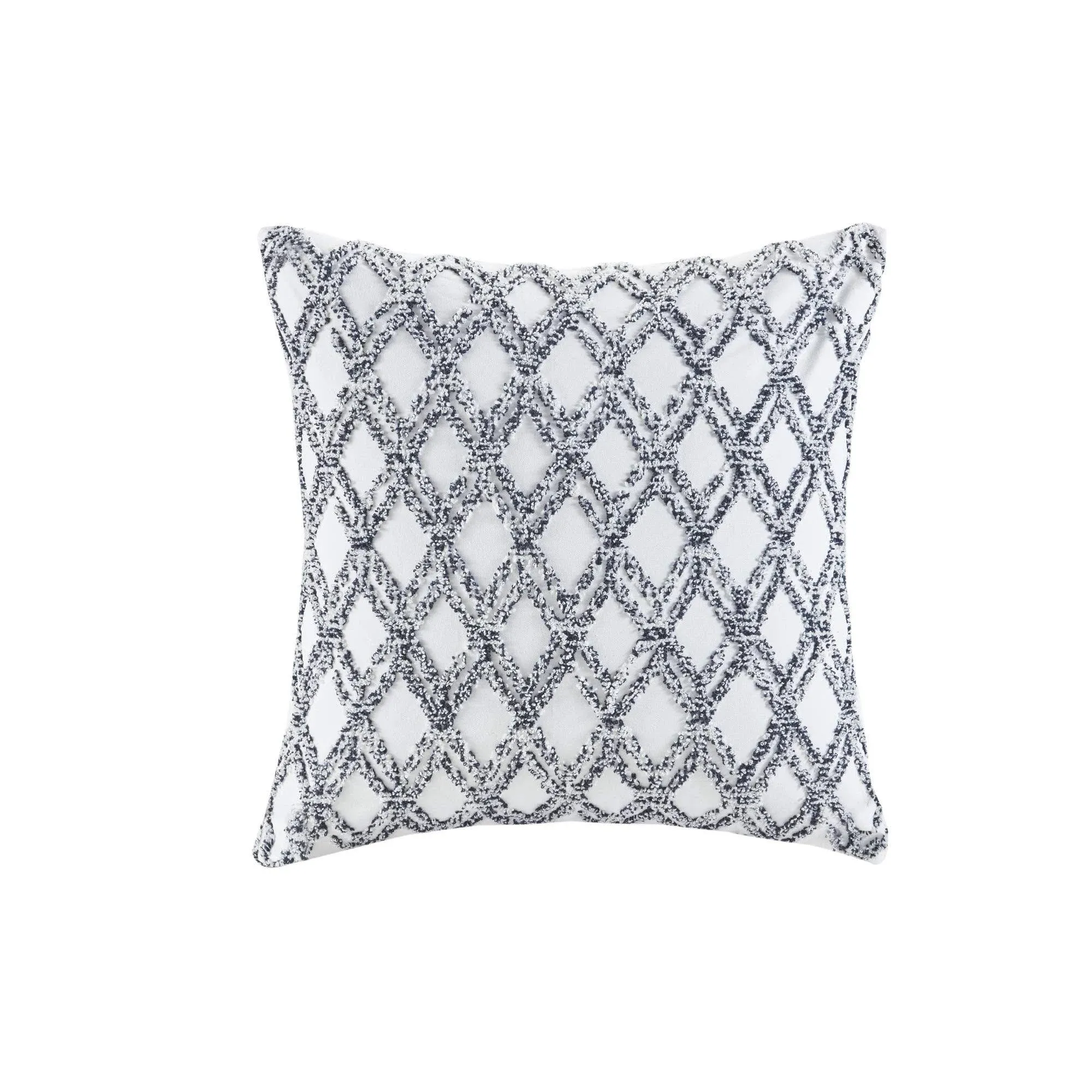 INK+IVY Riko Cotton Embroidered Square Throw Pillow Cover with Insert, Blue, Fits All