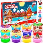 Advent Calendar 2024 for Kids with DIY Slime, 24 Days Surprises Christmas Countdown Calendar Slime Fluffy Supplies Xmas Gift for Boys Girls Stocking Stuffers Toys for 2 3 4 5 6 Year old Party Favors