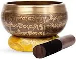 Large Tibetan Singing bowl Set - Bronze Style - Easy To Play - 5&#034; Sound Yoga 