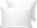 QUBA LINEN Queen Size Bed Pillows - Set of 2, Medium Density, Soft and Supportive for Back, Side, and Stomach Sleepers (Queen (Pack of 2)) (White, Pack of 2)