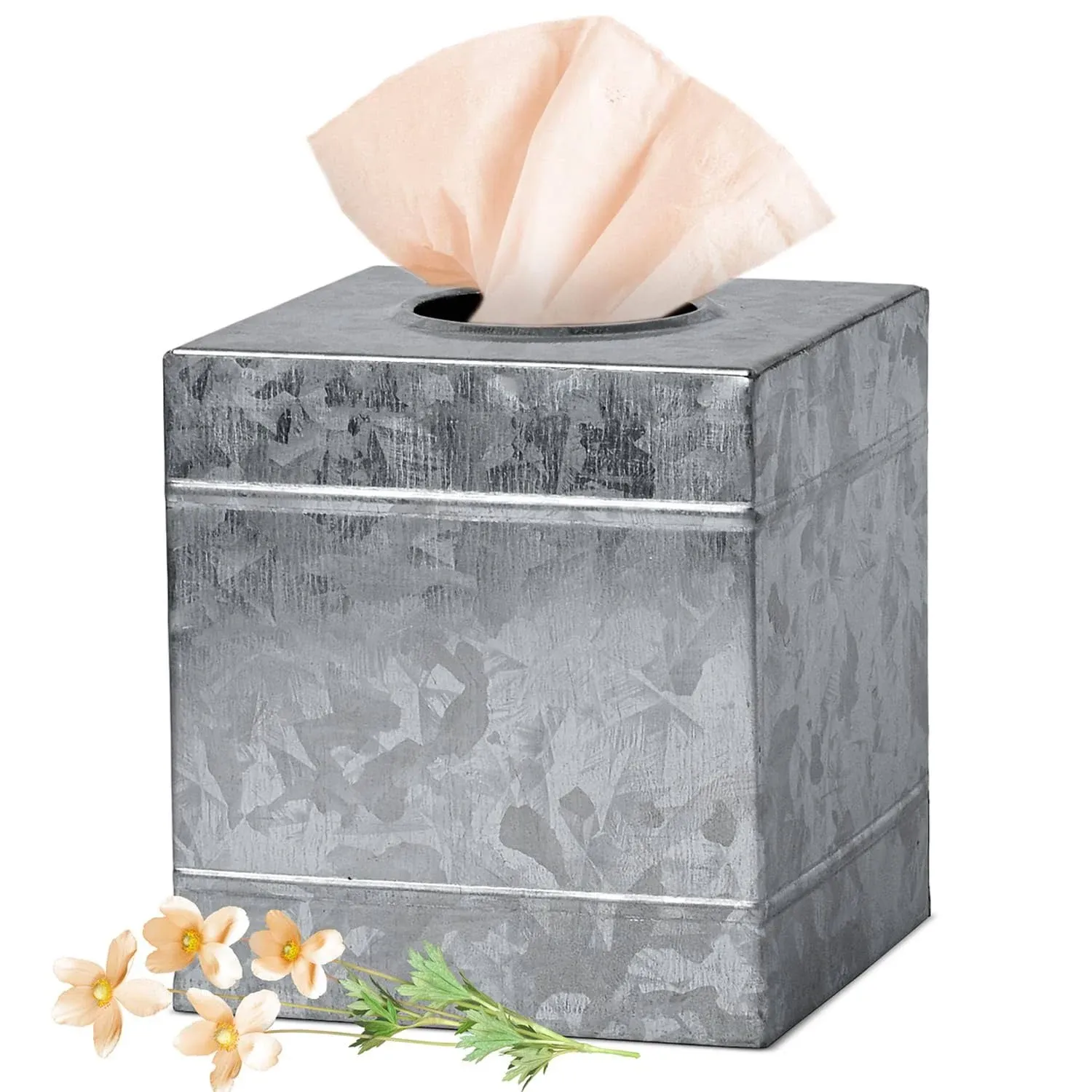 Galvanized Metal Square Tissue Box