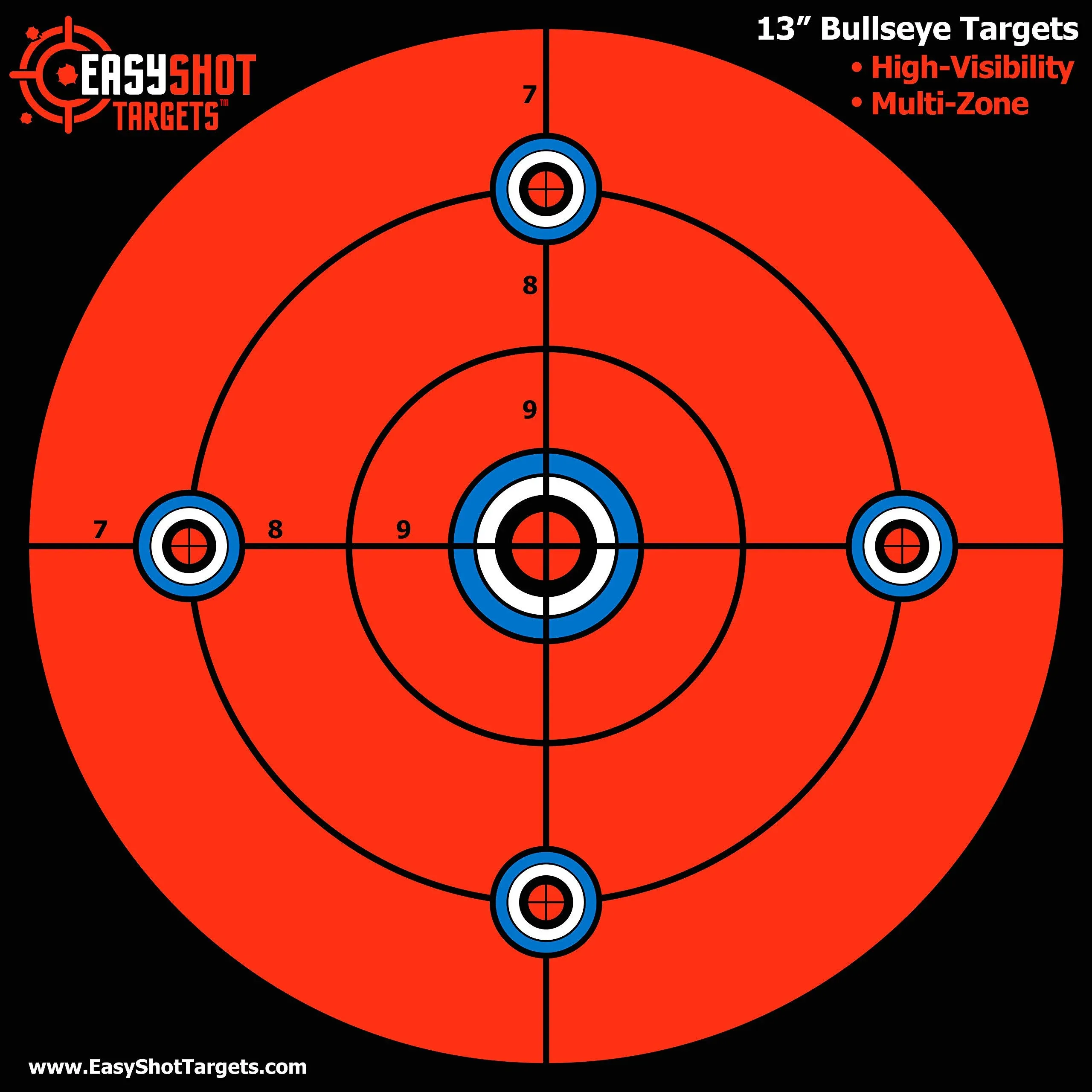 EASYSHOT Gun Targets for Shooting Range – Gun Range Accessories - Paper Targets with 1 x 1-inch Grid High-Contrast Color Targets for Shooting Practice - BB Gun, Rifle, Pistol, Airsoft Outdoor Indoor