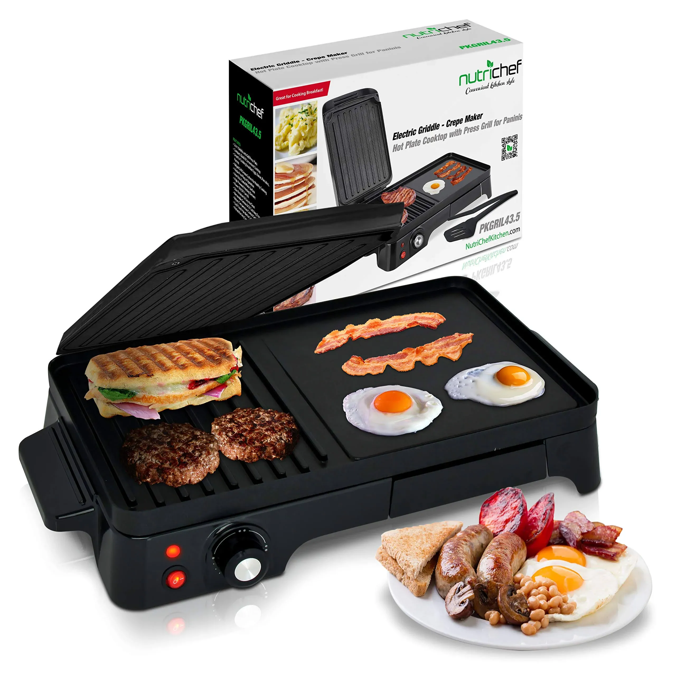 2-In-1 Panini Press Grill &amp; Griddle | Nonstick Coating, Temperature Control | Mu