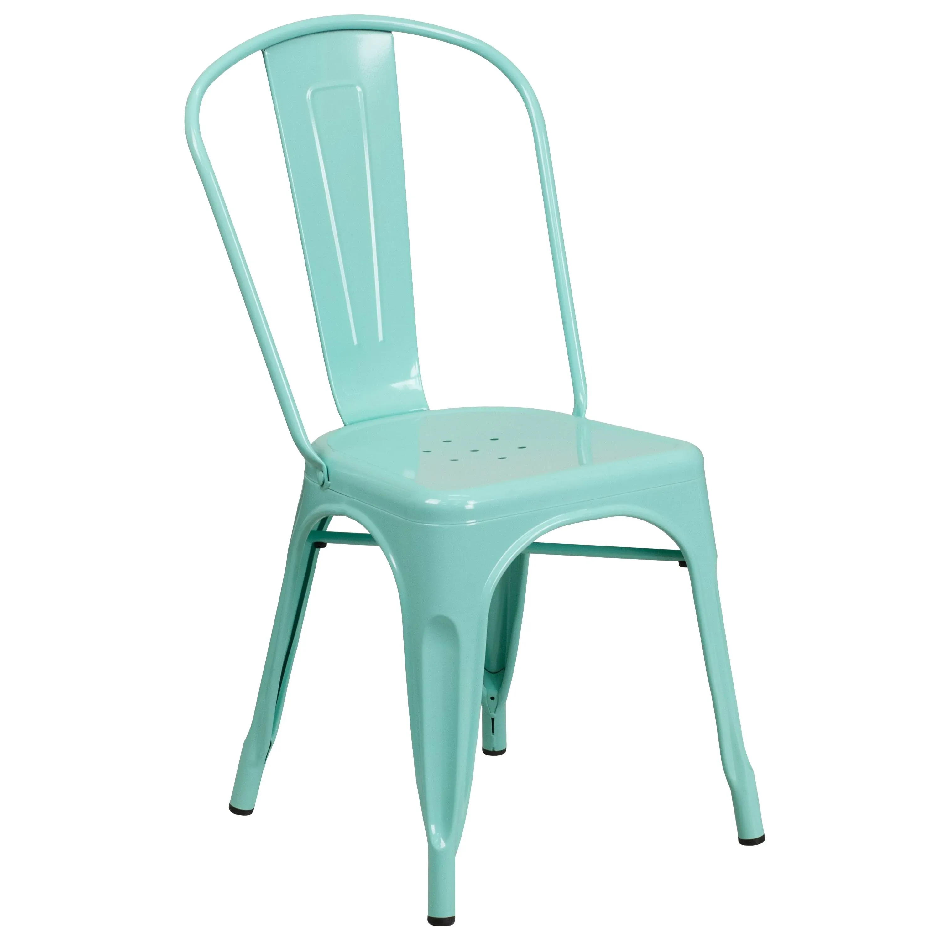 Commercial Grade Mint Green Metal Indoor-Outdoor Stackable Chair By Flash Furniture