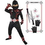 Spooktacular Creations Ninja Costume for Kids, Black Deluxe Ninja Costume for Boys Halloween Ninja Costume Dress Up (Black, XX-Large(14-16 yrs))