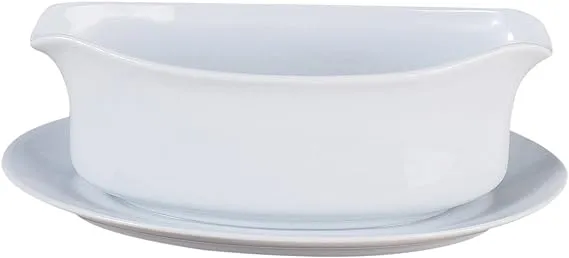 HIC Gravy Boat with Attached Saucer, 18oz. (722/103)