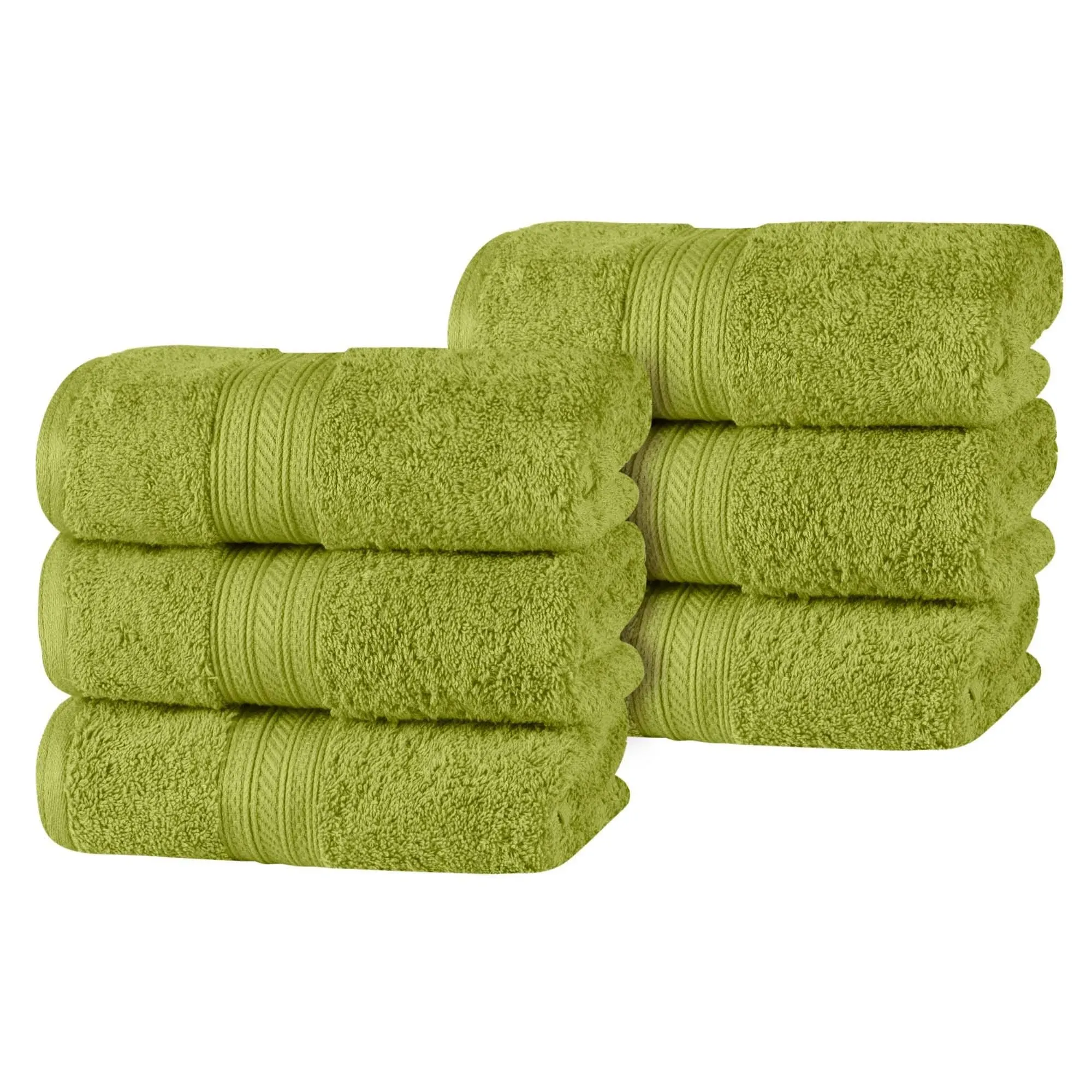 Superior Combed Cotton Plush Solid Hand Towels Set of 6