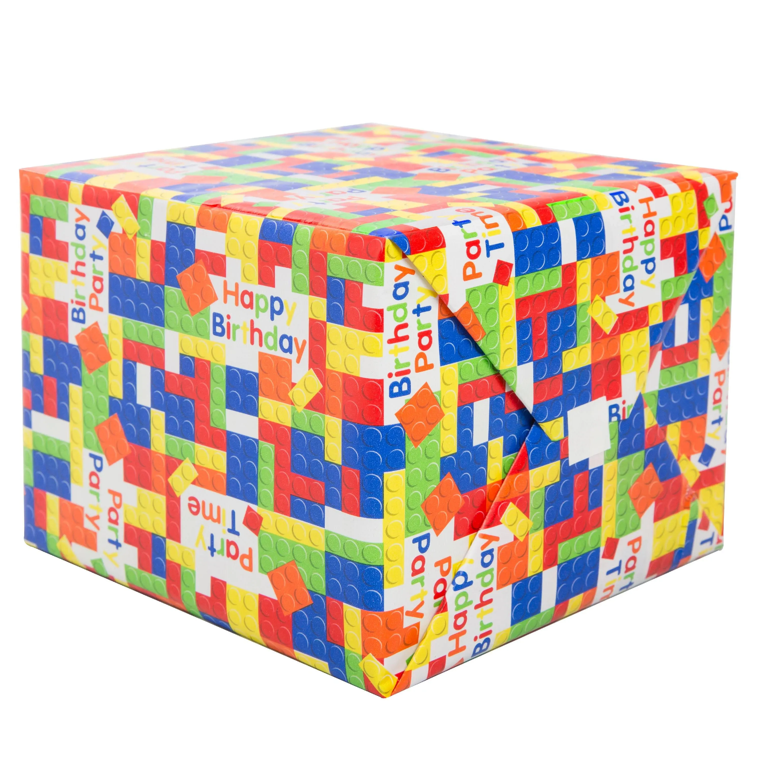 Building Blocks Birthday Multicolor Paper Gift Wrap (76cm x 152cm) 1 Piece - Fun & Creative Wrapping Paper for Kids Present