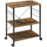 Mr Ironstone Baker's Rack, Kitchen Microwave Cart, Coffee Bar Table Station, 3-Tier Kitchen Utility Storage Shelf with Rolling Wheels Coffee Cart