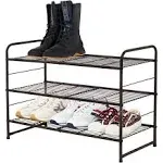 CAXXA Stackable and Expandable Shoe Rack, 3 Shelves Metal Wire Utility Rack , Br