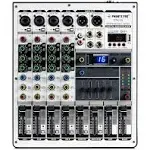 Professional Audio Mixer, Phenyx Pro Sound Mixer w/USB Audio Interface, 4-Channel Sound board Dj Mixer w/Stereo Equalizer, 16 DSP Effects, suitable for Stage, Live Gigs, and Karaoke (PTX-15)