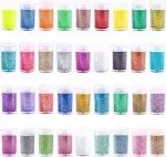 Estanoite Extra Fine Glitter, Set of 36 Colors Nail Arts Cosmetic Glitter, Resin Crafts Loose Glitter Powder Shaker for Face Body Hair Eye Lip Gloss Makeup, SLI