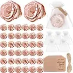 100 Set Rose Compact Mirrors Bulk Quinceanera Wedding Party Favors Including Rose Shape Mirrors and Thank You Tags with White Organza Bags for quinceanera, Wedding Party Guests Souvenir Gift (100)