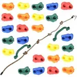 Milliard DIY Rock Climbing Holds Set with 8 Foot Knotted Rope (25 Pc. Kit) Kids 