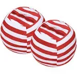 Miaowater 2 PCS Stuffed Animal Storage Bean Bag Chair Cover, Cotton Canvas Beanbag with Zipper for Organizing Kid's and Adults Room Red 24"