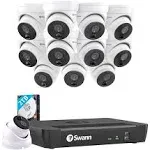 Swann Home Security Camera System with 2TB HDD, 16 Channel 12 Cam,POE Cat5e NVR 4K HD Video, Indoor or Outdoor Wired Surveillance CCTV Camera, Night Vision, Heat Motion Detection