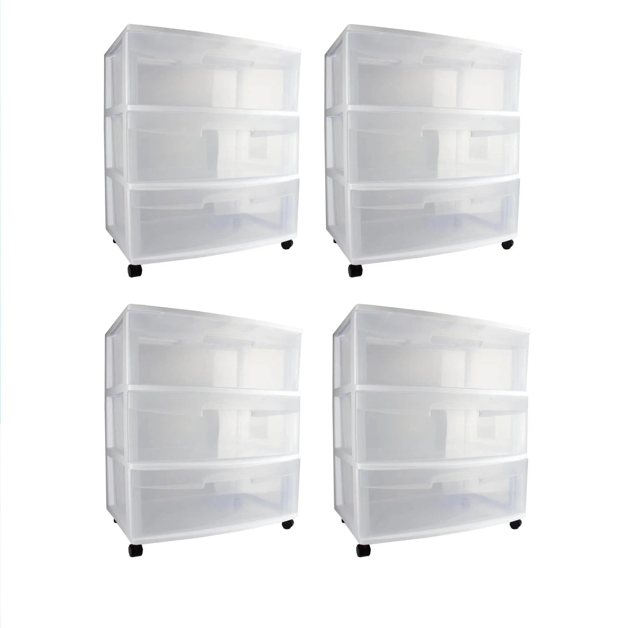 Sterilite Wide 3 Drawer Cart White