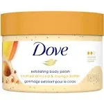 Dove Scrub Crushed Almond & Mango Butter For Silky Smooth Skin Body Scrub Exfoliates & Restores Skin's Natural Nutrients 10.5 oz