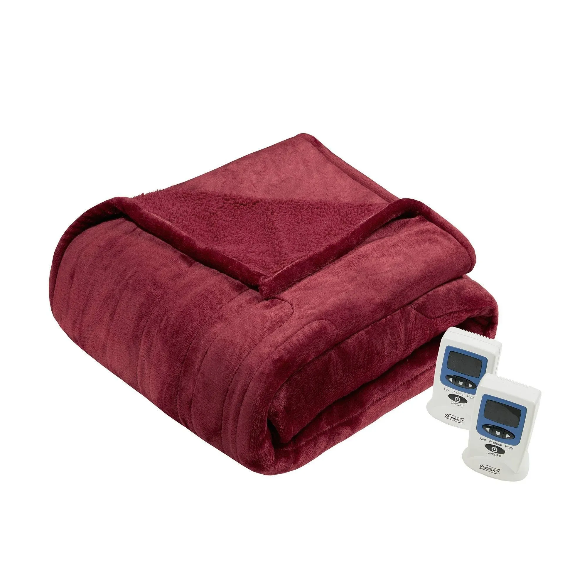 Heated Microlight to Berber - King Blanket - Red