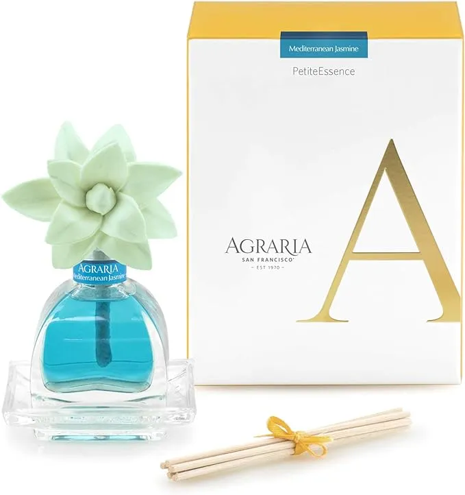 AGRARIA Lime and Orange Scented PetiteEssence Diffuser, 1.7 Ounces with Reeds and a Flower