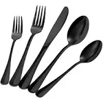 60 Pieces Black Silverware Set for 12 Stainless Steel Shiny Black Flatware Set