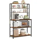 VASAGLE Coffee Bar, Baker’s Rack for Kitchen with Storage, 6-Tier Kitchen Shelves with 6 Hooks, Microwave Stand, Industrial, 15.7 x 31.5 x 65.7 Inches