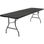 Cosco 8' Fold-in-Half Banquet Table with Handle, Black