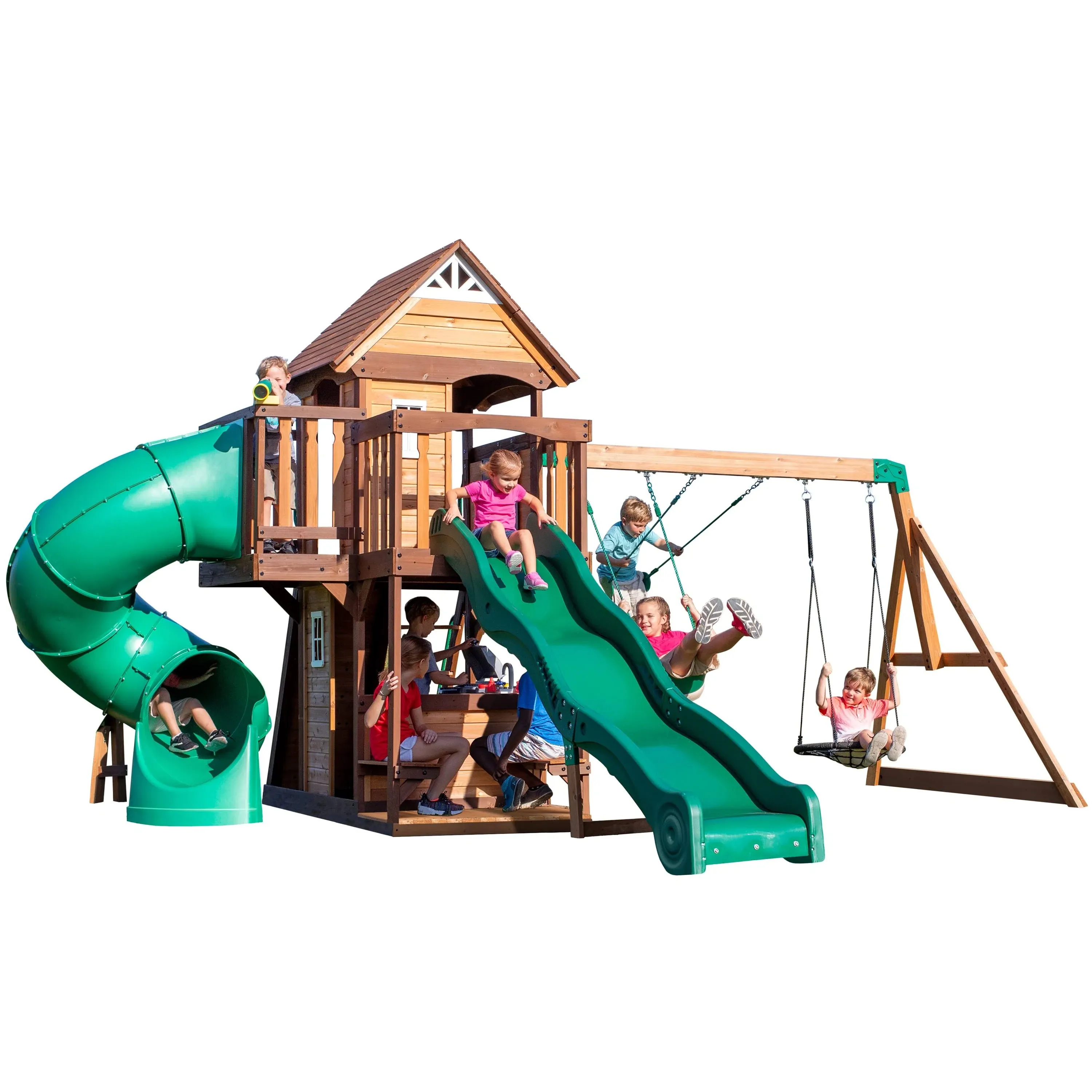 Denali Tower Wooden Play Swing Set Swing-N-Slide