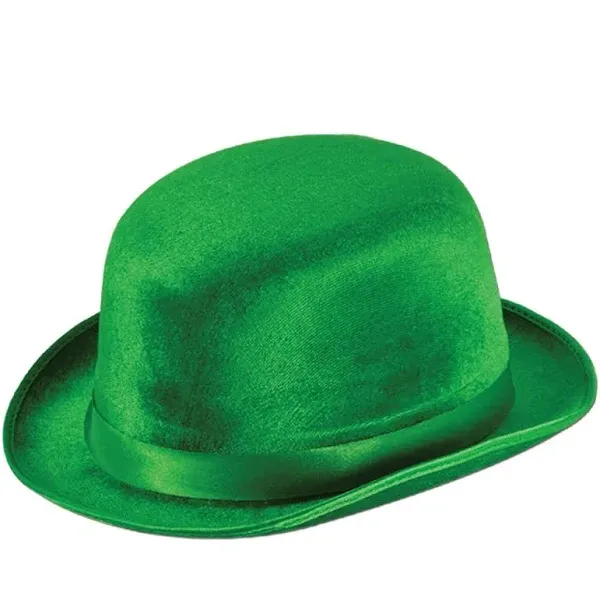 Beistle Club Pack of 12 Green Vel-Felt St. Patrick's Day Derby Hat - Adult Sized