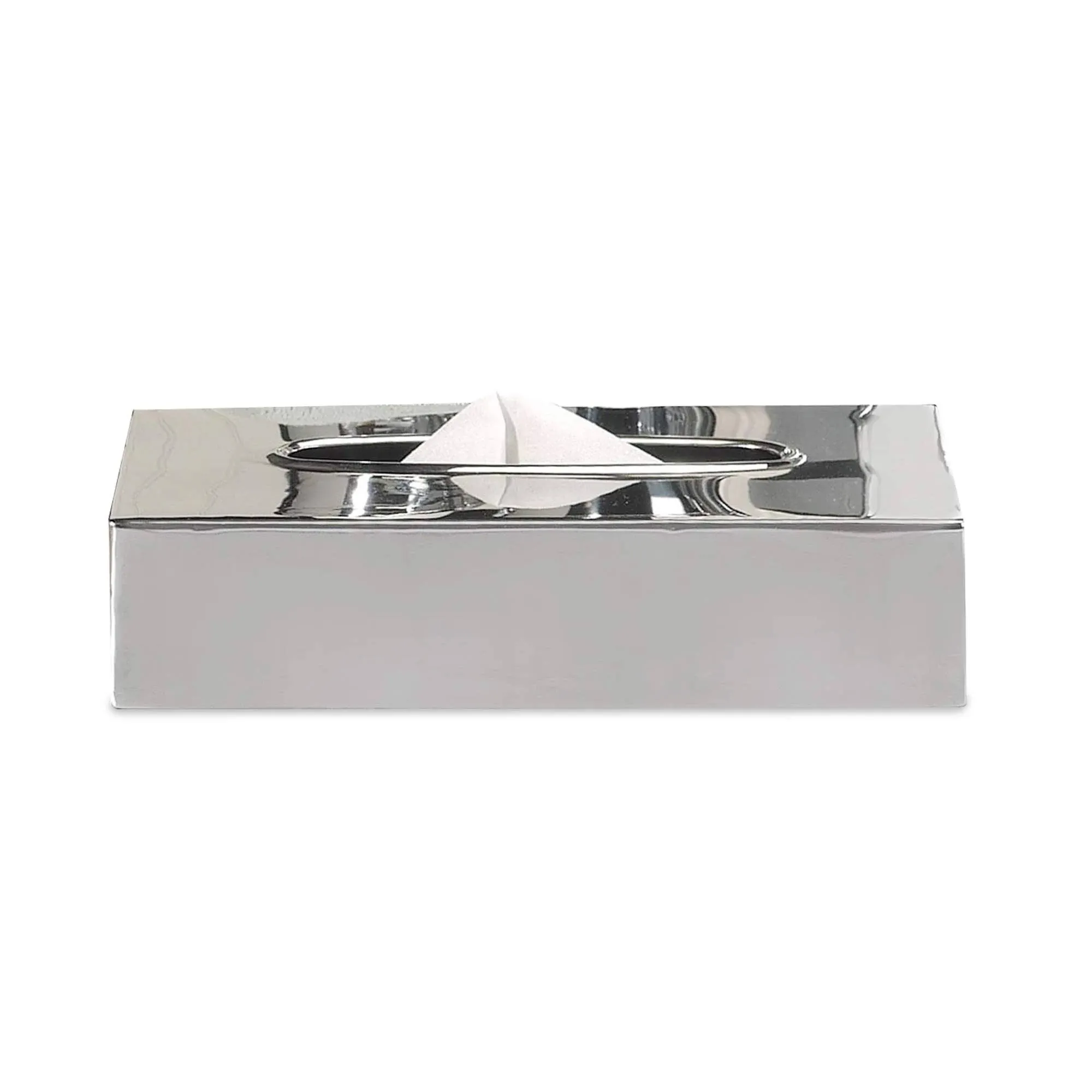 nu steel Gloss collection Stainless Steel Flat Rectangle Tissue Box Cover Holder for Bathroom Tissue Holder Vanity Countertop, Bedroom Dressers, Night Stands, Desks and Tables Dining Hall - Shiny