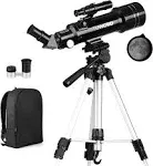 Tuword Telescope Pro 400/70 FMC with Adjustable Tripod Finder Compass Portable Refractor Travel Telescopes Perfect Scope for Adults & Kids(Phone Adapter Astronomy Beginners Gifts) Carry Bag