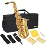 LyxJam Alto Saxophone, E Flat Brass Alto Sax Beginners Kit, Gold Lacquer