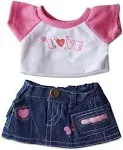 Love T-Shirt &amp; Jean Skirt Clothing Fits 8&#034;-10&#034; Stuffed Animals - Bear Factory