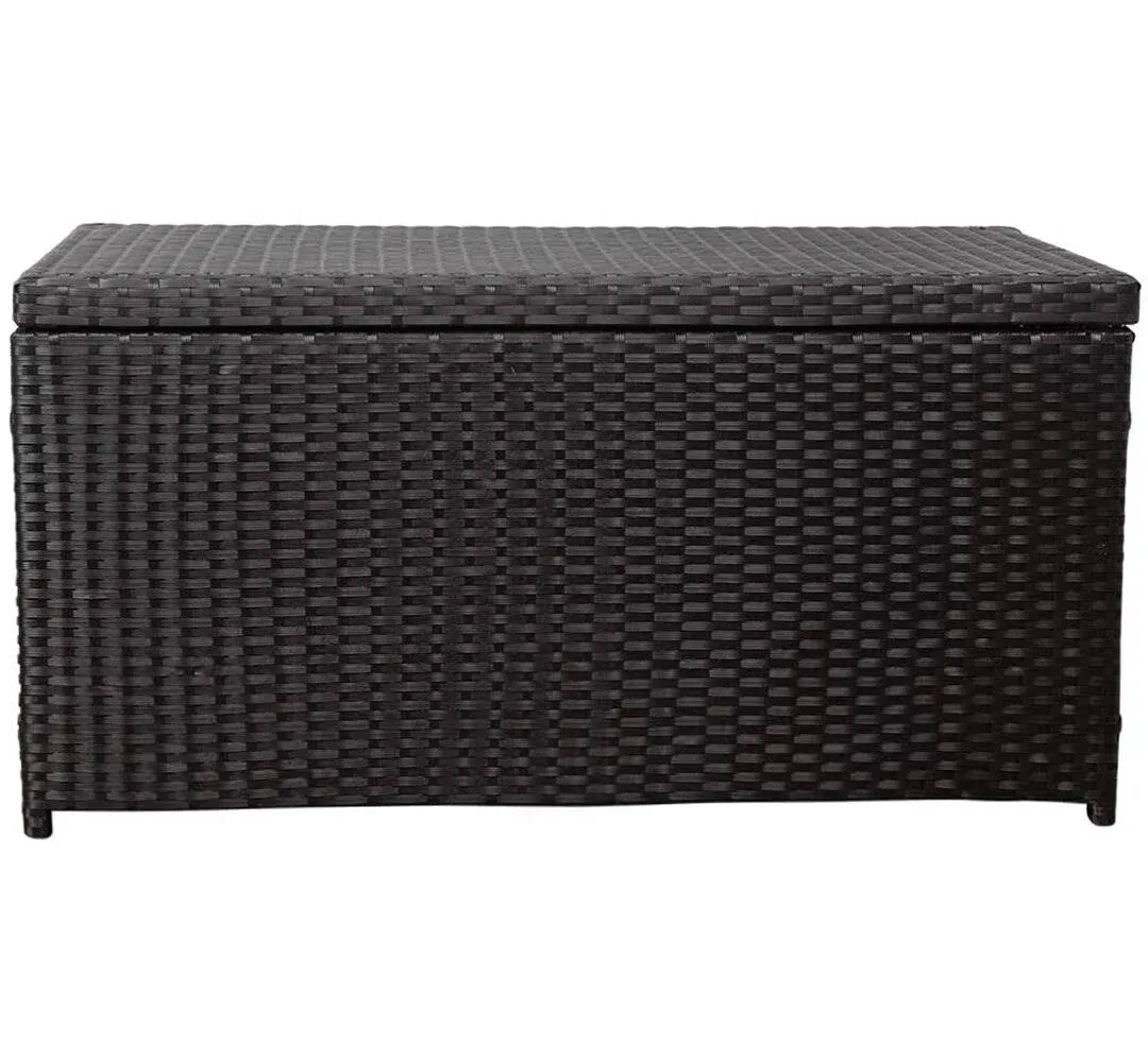 Sundale Outdoor Storage Box, 60 Gallon Wicker Patio Deck Boxes with Hinged Lid, Outdoor Cushion Storage Container Bin Chest for Cover, Hose, Pillow, Towel - Aluminum Frame,Classic Black