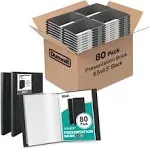 Dunwell Small Binders with Sleeves - (80-Pack) Presentation Books 5.5x8.5 24-Pockets, Displays 48 Half Size Pages or 5.5 x 8.5 M