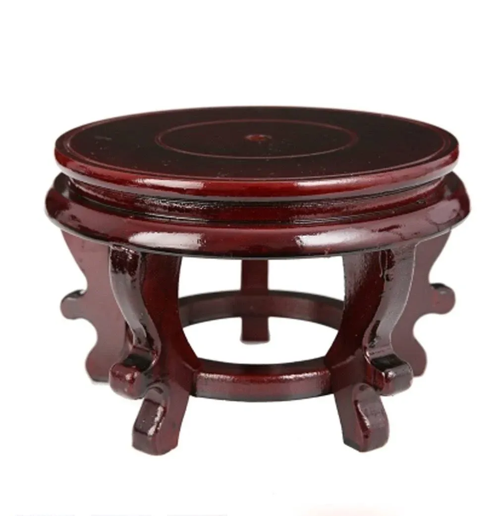 Chinese Display Stands Hand-Crafted Rosewood Oriental Vase Stand accessories Decor / Fish Bowl Stand (5.5 inches in diameter; 3.9 inches high)