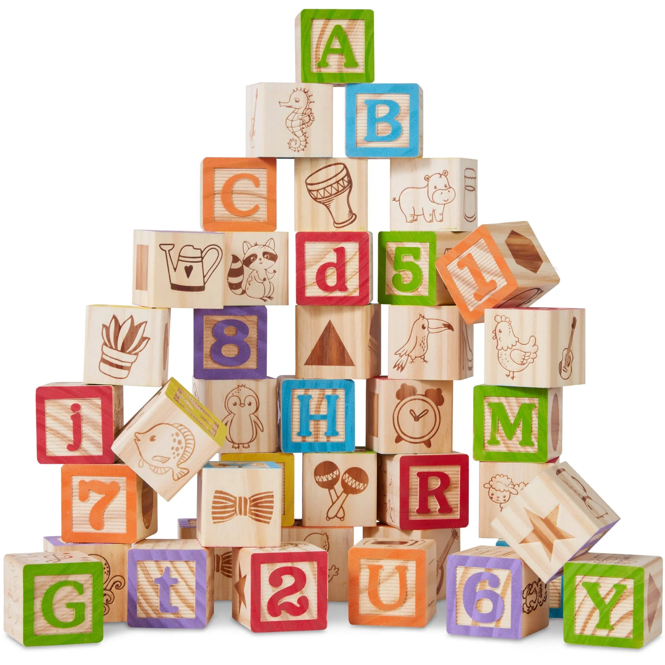 Best Choice 40-Piece Kids Wooden ABC Block Set, Building Education