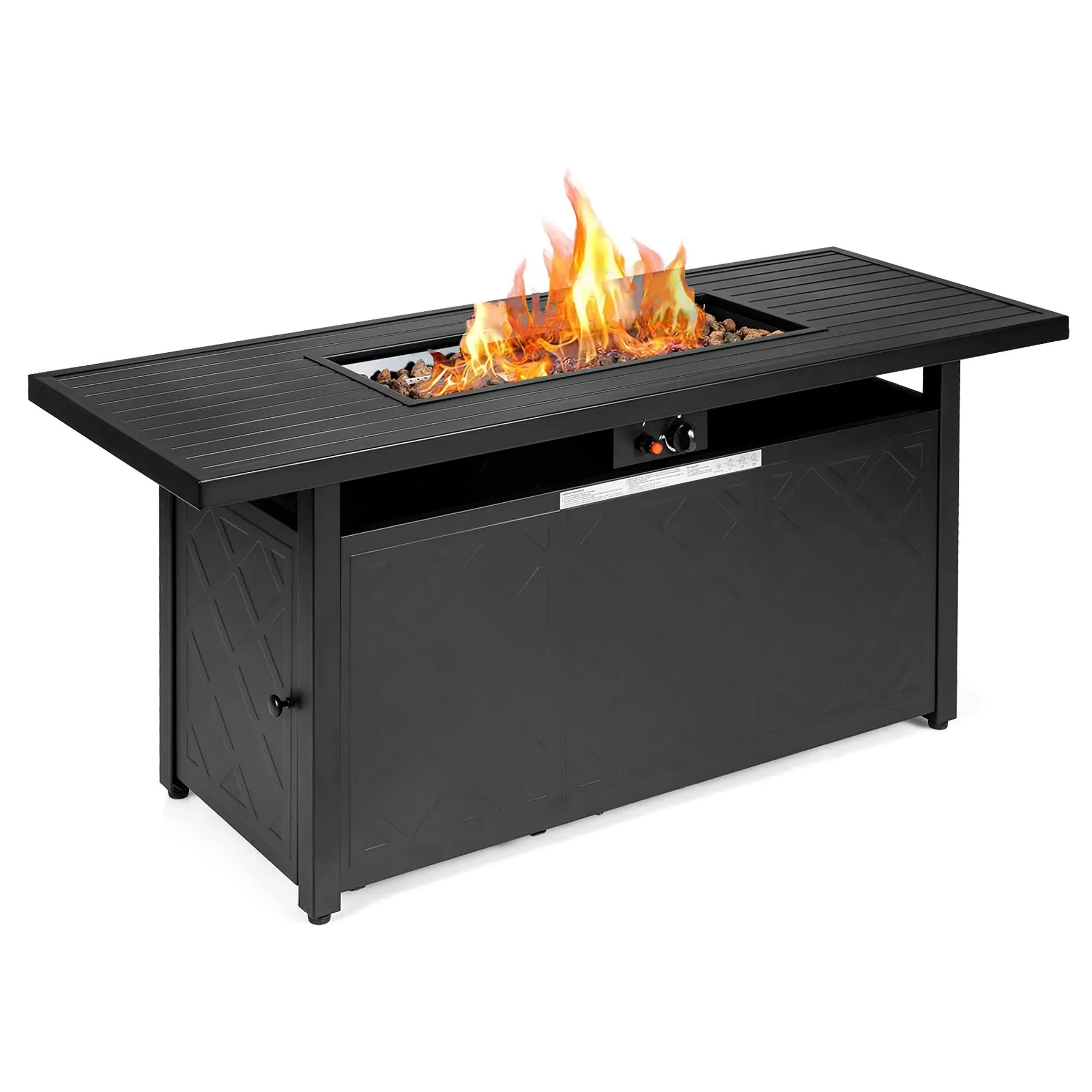 Costway 57'' Rectangular Propane Gas Fire Pit 50,000 Btu Heater Outdoor Table