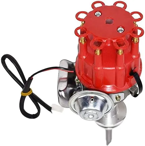 A-Team Performance - Complete Ready to Run Distributor - Compatible with Chrysler Dodge Mopar Plymouth V8 273 318 340 360 R2R Two Wire Installation Red Cap