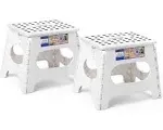 ACKO 11 inch Folding Step Stool Lightweight Plastic Step Stool - 2 Pack - Foldable Step Stool for Adults,Non Slip Folding Stools for Kitchen Bathroom Bedroom (White, 2 Pack)