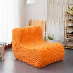 N&V Single Seated Foam Sofa, Armless Floor Sofa, One Piece High Density Foam, Removable and Machine Washable Cover, Orange