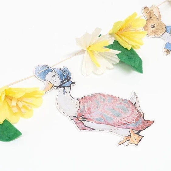 Peter Rabbit Garland, Includes 5 Peter Rabbit and Friends Characters and 6 Flower Pennants