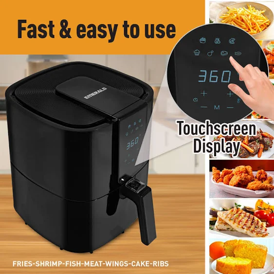 Emerald Air Fryer 1800 Watts with Digital LED Touch Display & Slide Out Pan, Detachable Basket 5.2L Capacity (1804-5.0)