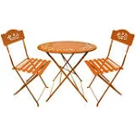 3pc Steel Bistro Set with Folding Table and Chairs Orange - Alpine Corporation